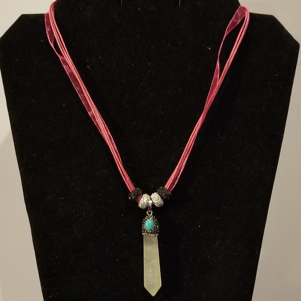 Rock Crystal Pave Cystal Pendulum Necklace